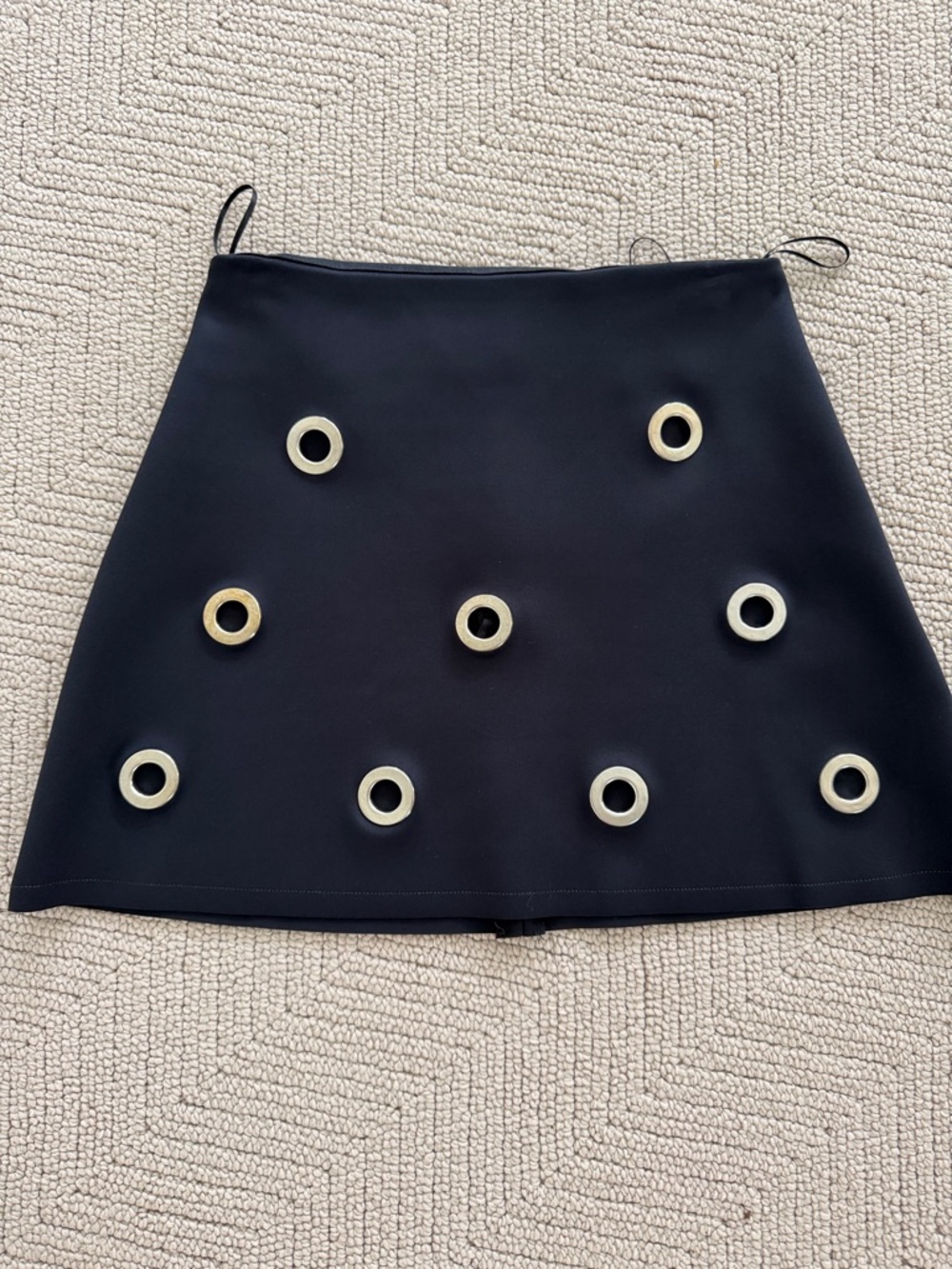 Zara Black Mini Skirt with Gold Ring Embellishments